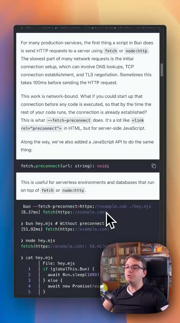 Превью: Bun js 1.1.21 - ускорение fetch