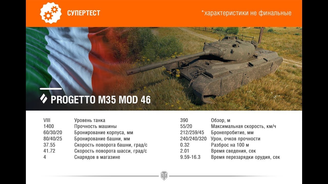 1.0+? Итальянские танки. Новая механика. Progetto M35 mod 46