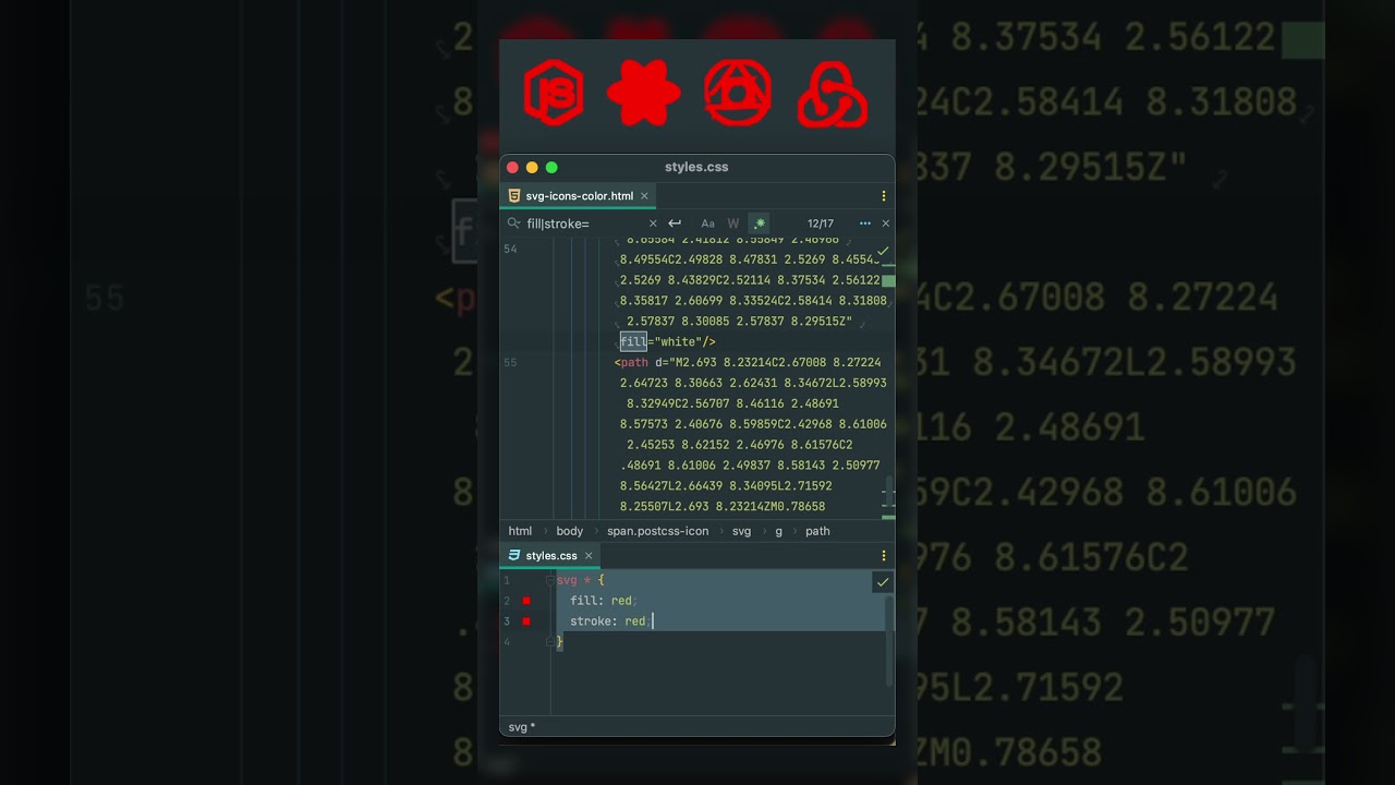 Как удобно управлять цветом SVG-иконок #shorts #frontend #фронтенд #css