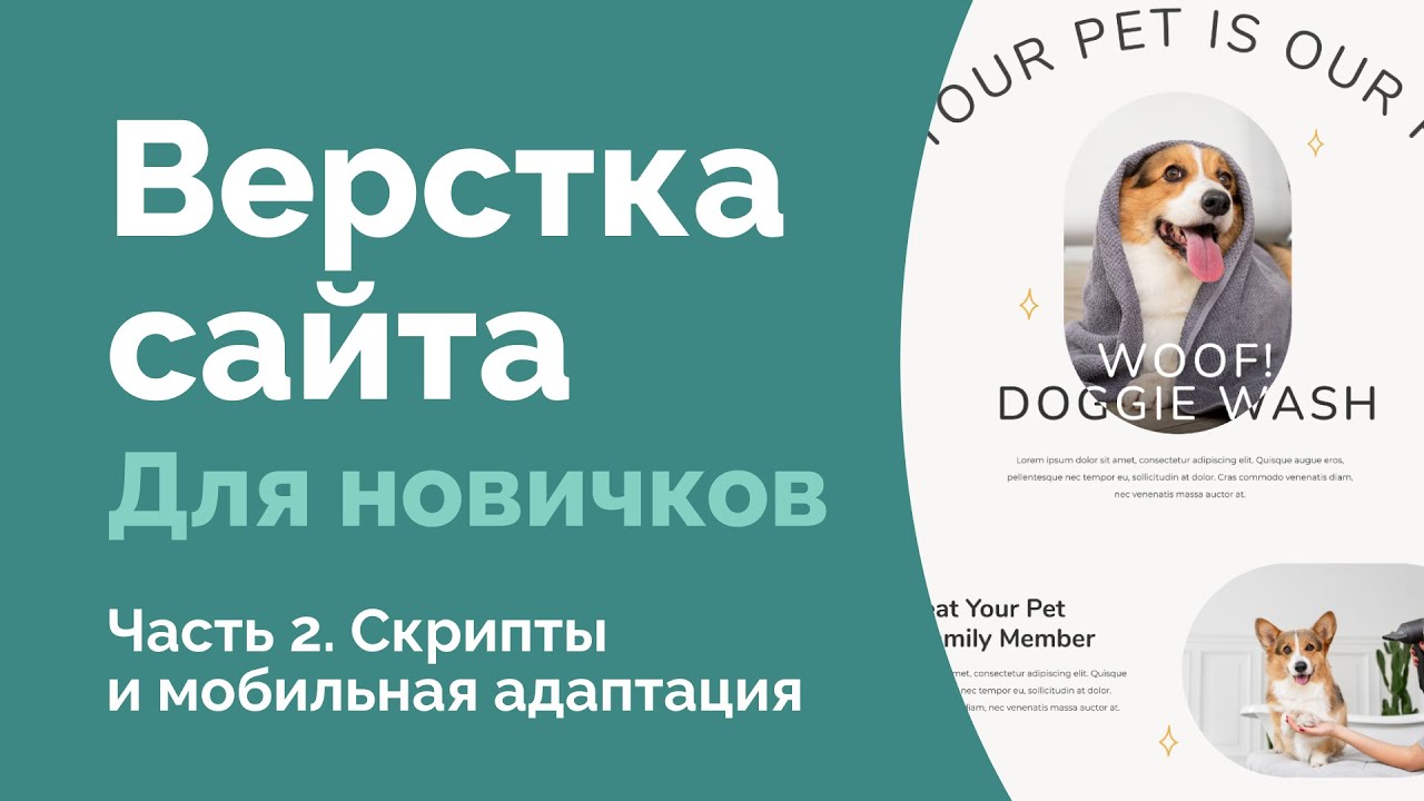 Верстка сайта для новичков. Часть 2. Pet Spa. HTML, CSS, скрипты, адаптивная верстка