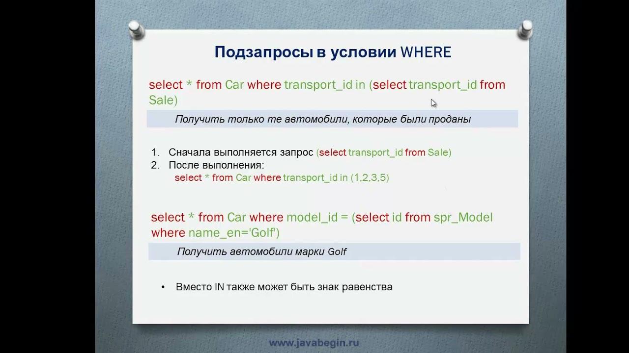 Подзапросы SQL