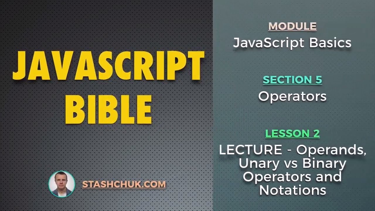 02: LECTURE - Operands, Unary vs Binary Operators and Notations (JAVASCRIPT BASICS - Operators)