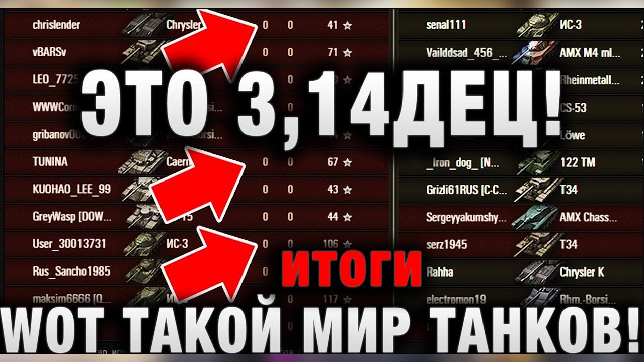 WOT ТАКОЙ МИР ТАНКОВ! ЭТО 3,14ДЕЦ!итоги