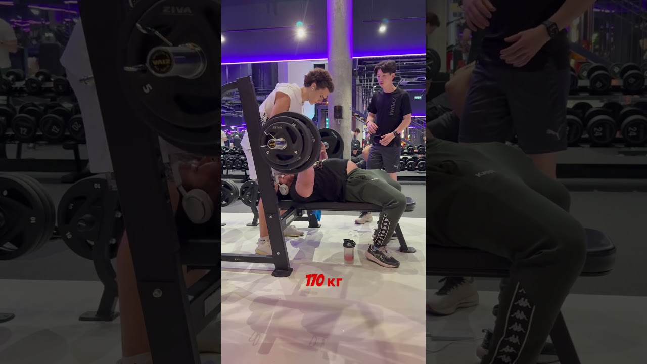 170 кг жим лежа на 5 раз #жимштанги #sports #powerlifting #smaev #смаев