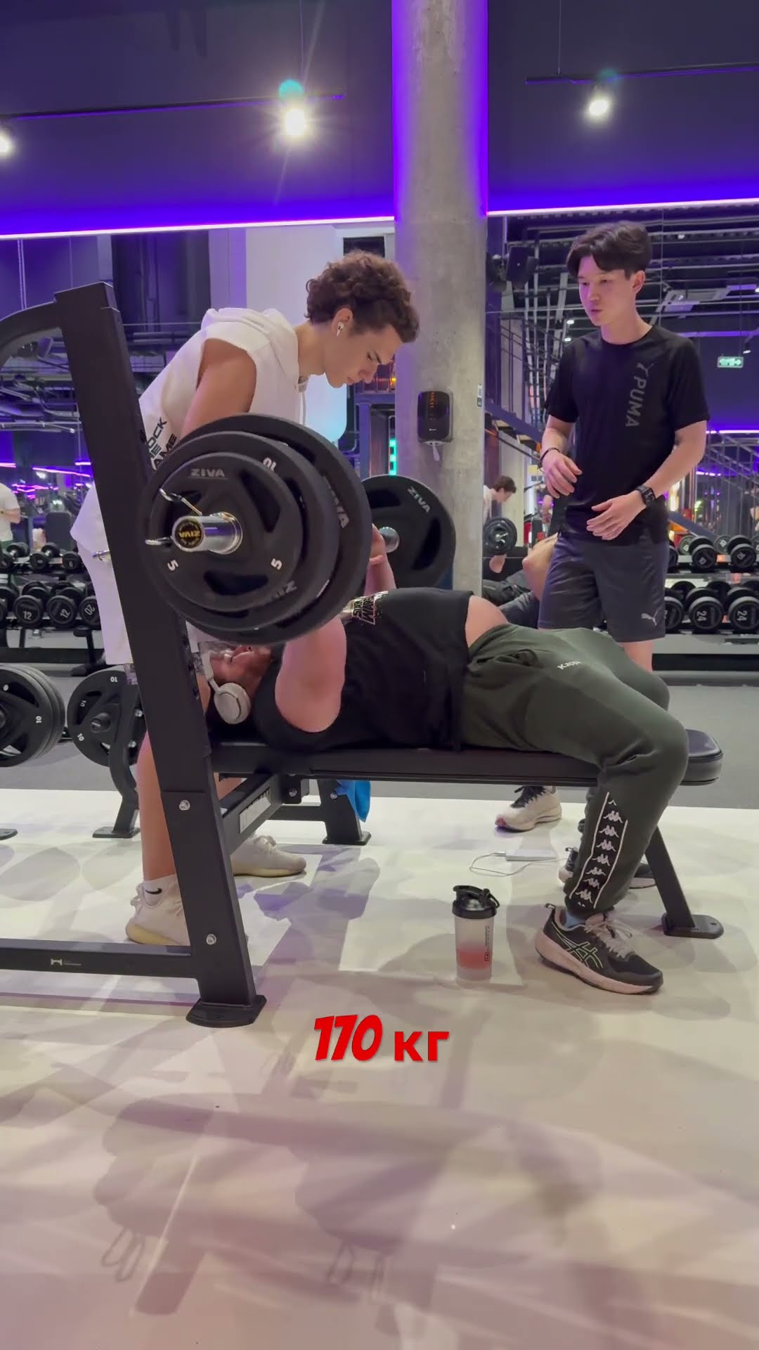 Превью: 170 кг жим лежа на 5 раз #жимштанги #sports #powerlifting #smaev #смаев
