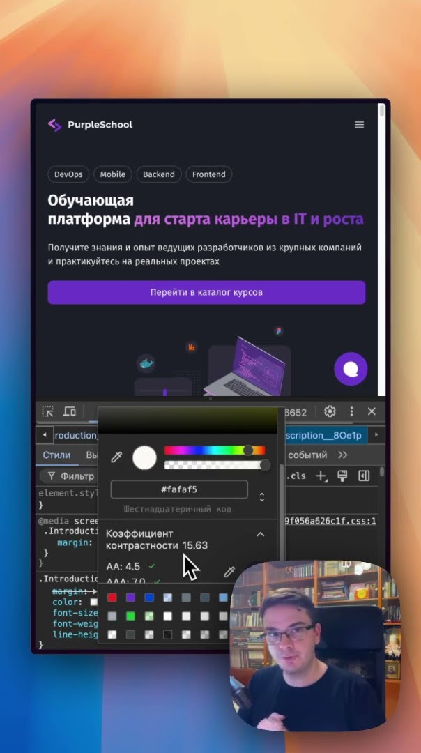 Превью: DevTools - доступность по цвету (HTML и CSS)