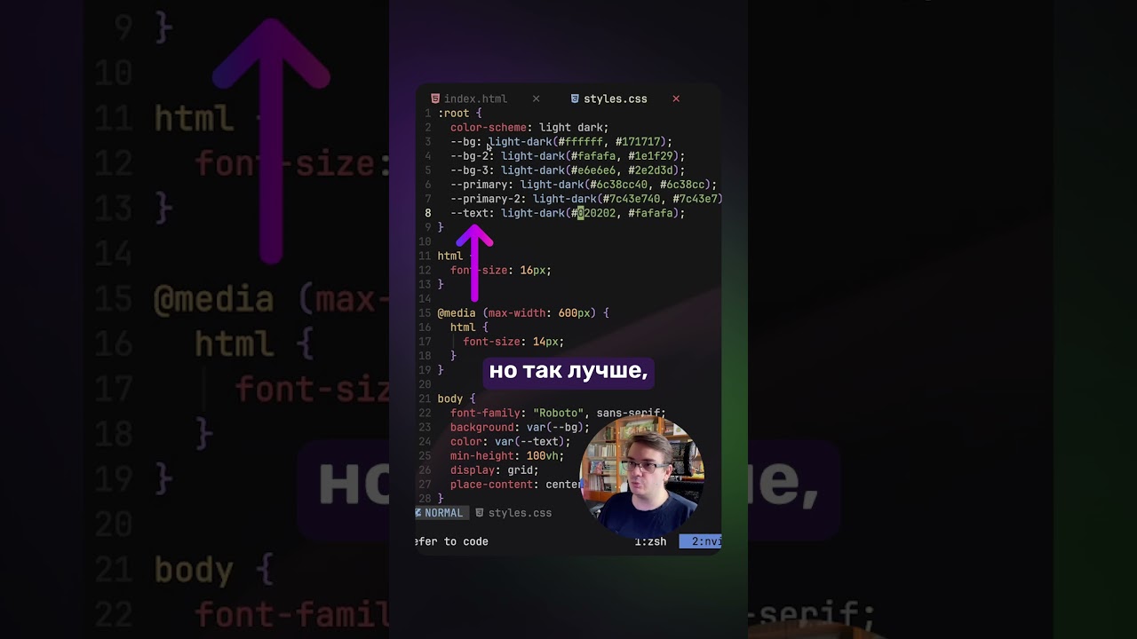 CSS без JS. Функция light dark #css #javascript #html #livecode #webdev